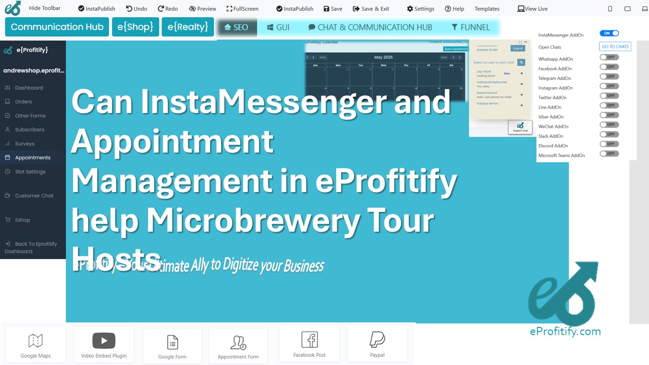 Can InstaMessenger and Appointment Management in eProfitify help Microbrewery Tour Hosts
